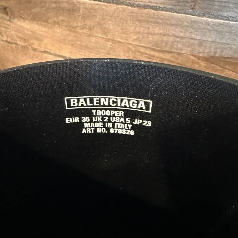 New Womens Balenciaga Trooper Black Rubber Waterproof Ankle Boots Size 35‎ US 5